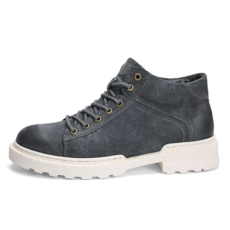 Gray Boots Марка vesonal; Качественные ботильоны из свиной кожи для взрослых; мужские новые зимние ботинки; повседневные кроссовки; Мужская обувь; прогулочная обувь - Цвет: Gray Boots