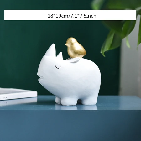 Bird Rhino L VILEAD, 9 см, 19 см, 21,5 см, смола, птица, носорог, фигурки для девочек, креативные, скандинавские, фэнтези, животные, орнамент, украшение дома, аксессуары, подарок - Цвет: Bird Rhino L