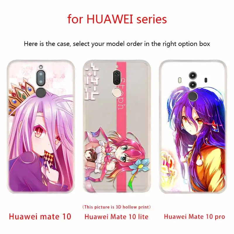 Мягкие силиконовые чехлы Аниме dakimakura no game life для Huawei Mate 10 Lite 20 Pro 20X S Y5 2017 Y9 2018 2019 NOVA 3