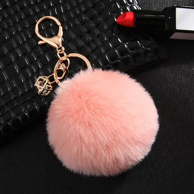 korea pink 23 Цвета,, брелок, пушистый искусственный мех кролика, брелок для ключей, брелоки с помпонами, Женская Автомобильная сумка, брелок для ключей, ювелирные изделия EH343 - Цвет: korea pink