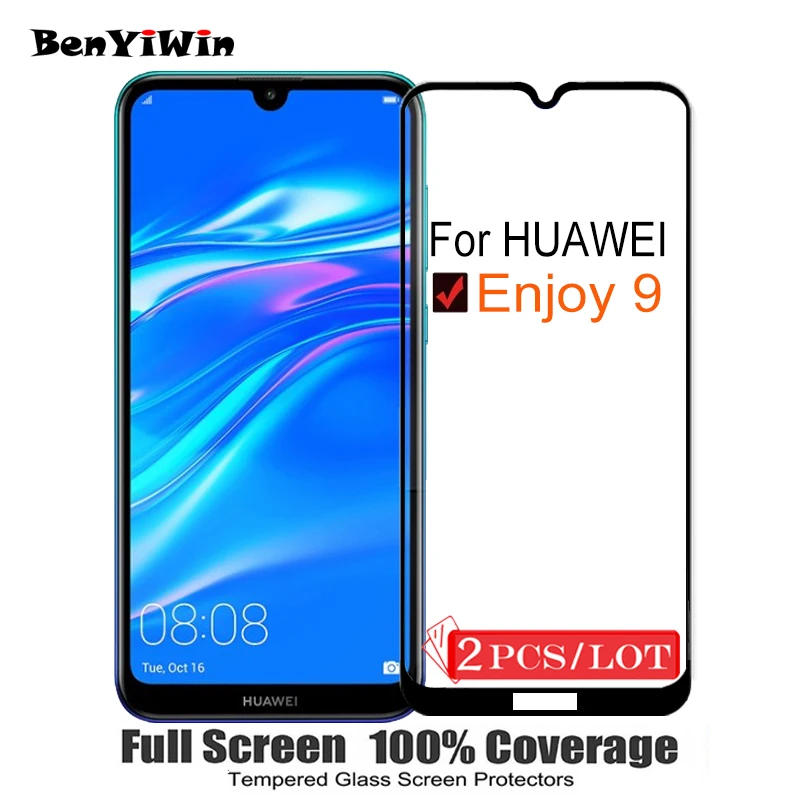 2 шт. 100% оригинальное закаленное стекло с полным покрытием для Huawei Enjoy 9 защитная