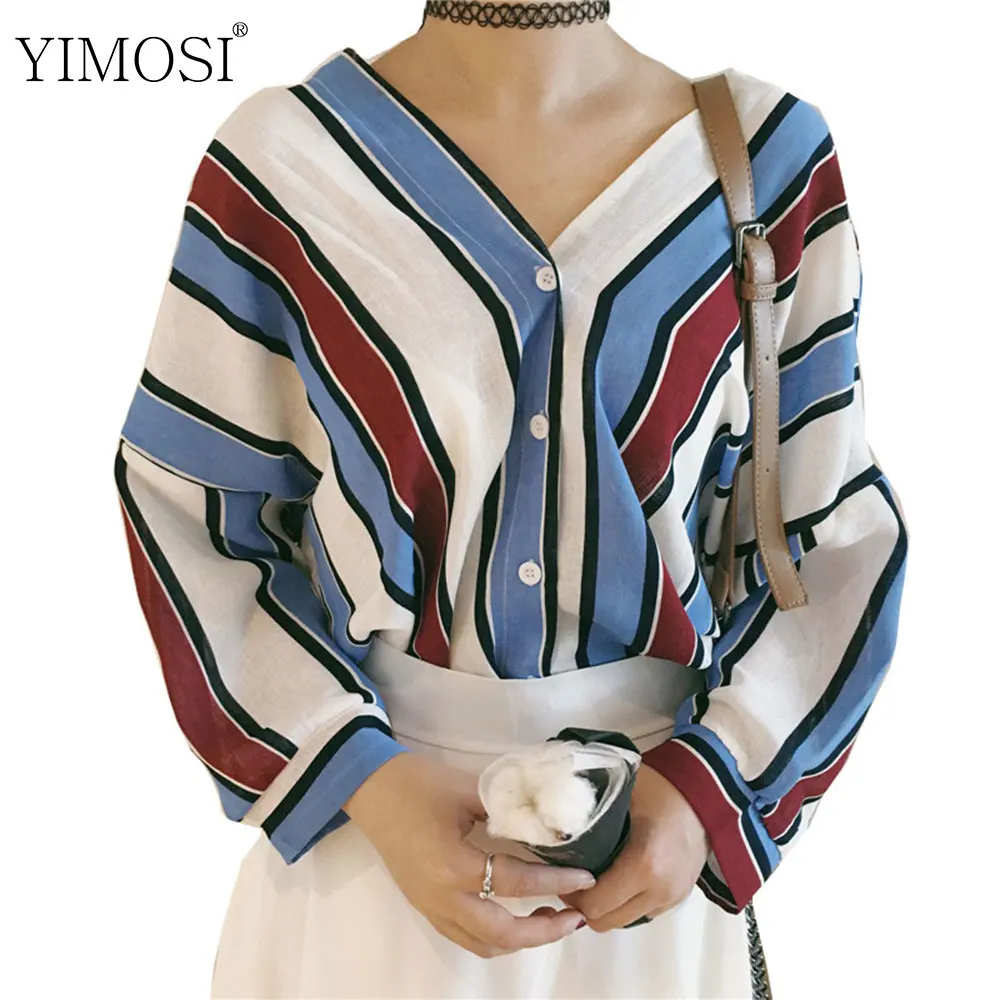 Yimosi осень Для женщин блузка Рубашки для мальчиков 2017 Корейский три четверти