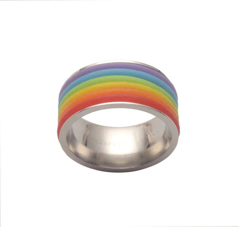 

6PCS Fashion Silver Color Stainless Steel Rainbow Rings