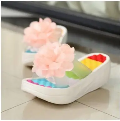 218 white Summer Sandals Wedges Flip Flops Platform Slippers Shoes slippers sandalia New Women Sandals Fashion Flower shoes MM-92 - Цвет: 218 white
