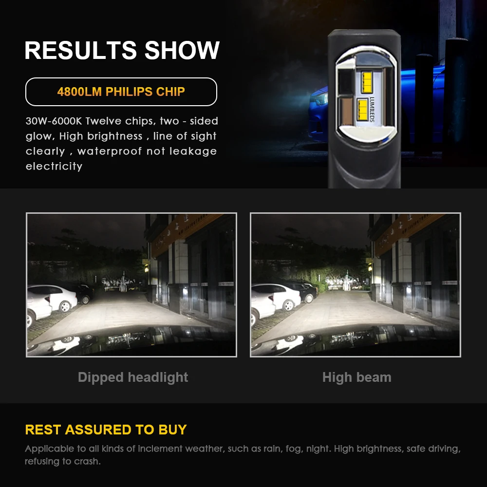 EURS(TM) Автомобильный светодиодный фары P7 60W 6000K 9600LM зэс чипы H1 H3 лампы H4 H7 H11 H27 880 881 9005