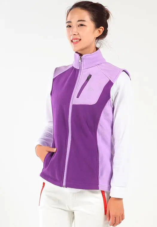 woman purple Зимний Полярный флисовый жилет для женщин и мужчин, походная куртка, рыболовный жилет для мужчин, уличная женская теплая флисовая куртка, мужской теплый жилет - Цвет: woman purple
