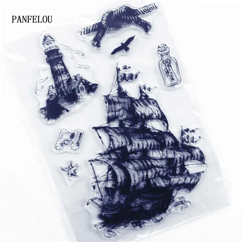 Прозрачный силиконовый штамп PANFELOU с призрачным кораблем/печать сделай сам для