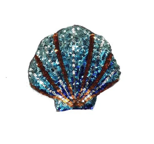 Hot selling cartoon 3D shell sequin cloth patch t-shirt decoration stickers,embroidered patches for clothes,2PCS/LOT