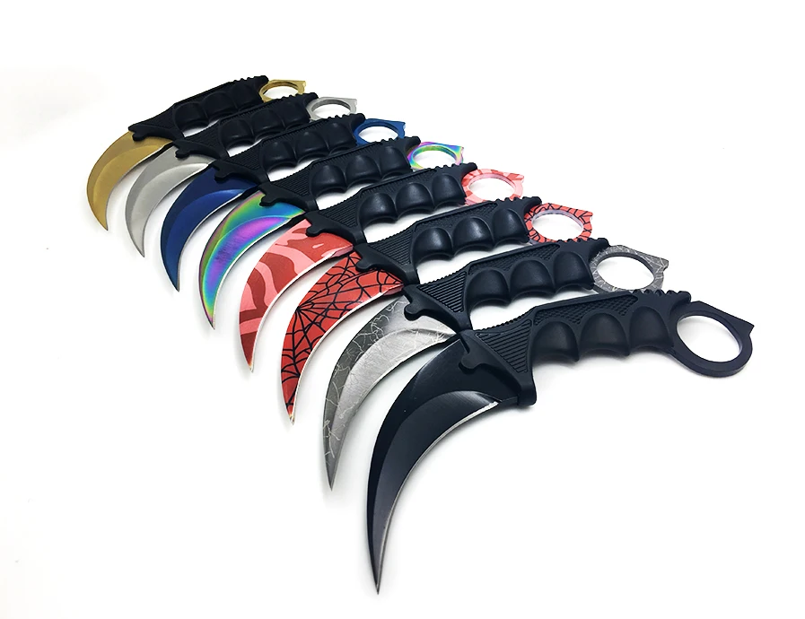 Нож Karambit CS GO с фиксированным лезвием, никогда не выцветает, контр страйк, бои, коготь, ножи для выживания, кемпинга, EDC, косплей, инструменты