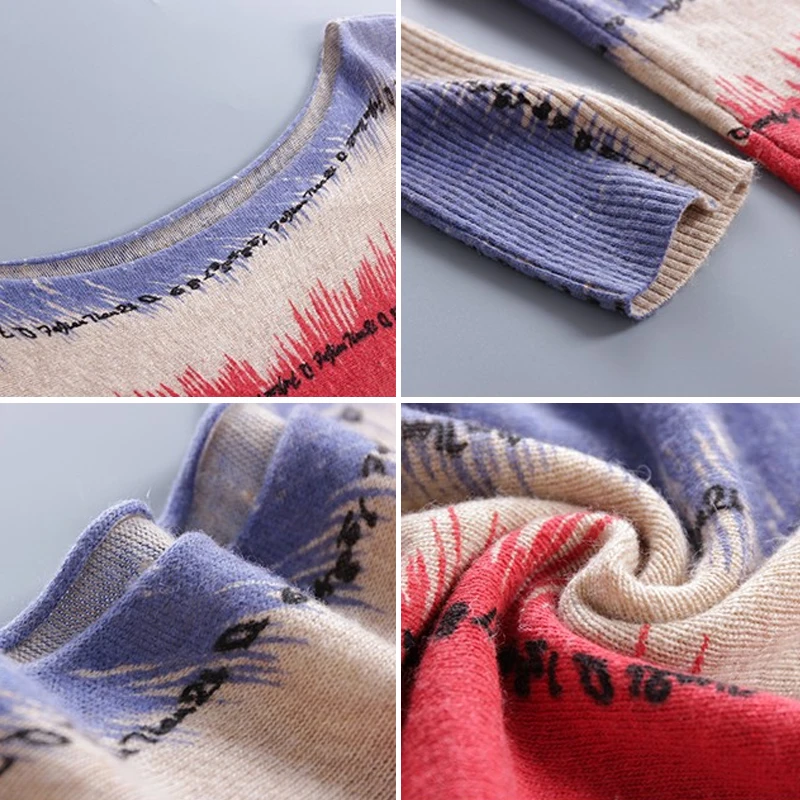 XIKOI для женщин свитеры Oversize в полоску с принтом Slash средства ухода за кожей Шеи