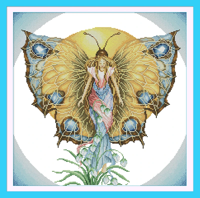 

Spirit of Butterfly People Canvas Arts Cross Stitch Kits 11CT Set Printed Embroidery DIY Handmade Needlework Wall Home Decor