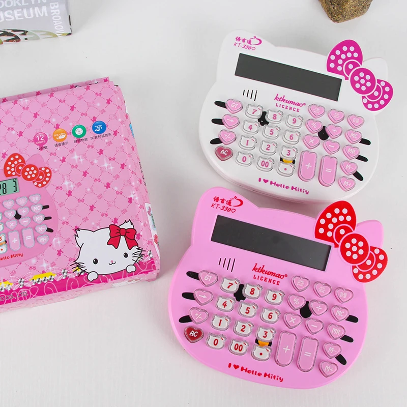 1 шт. 12 цифр Солнечный Kawaii мультфильм розовый милый hello kitty калькулятор двойной