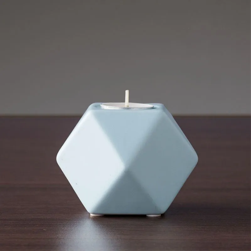 Nordic Ceramic Candle Holder Creative Retro Ins Decoration Home Explosion Geometry Small Candlestick | Дом и сад