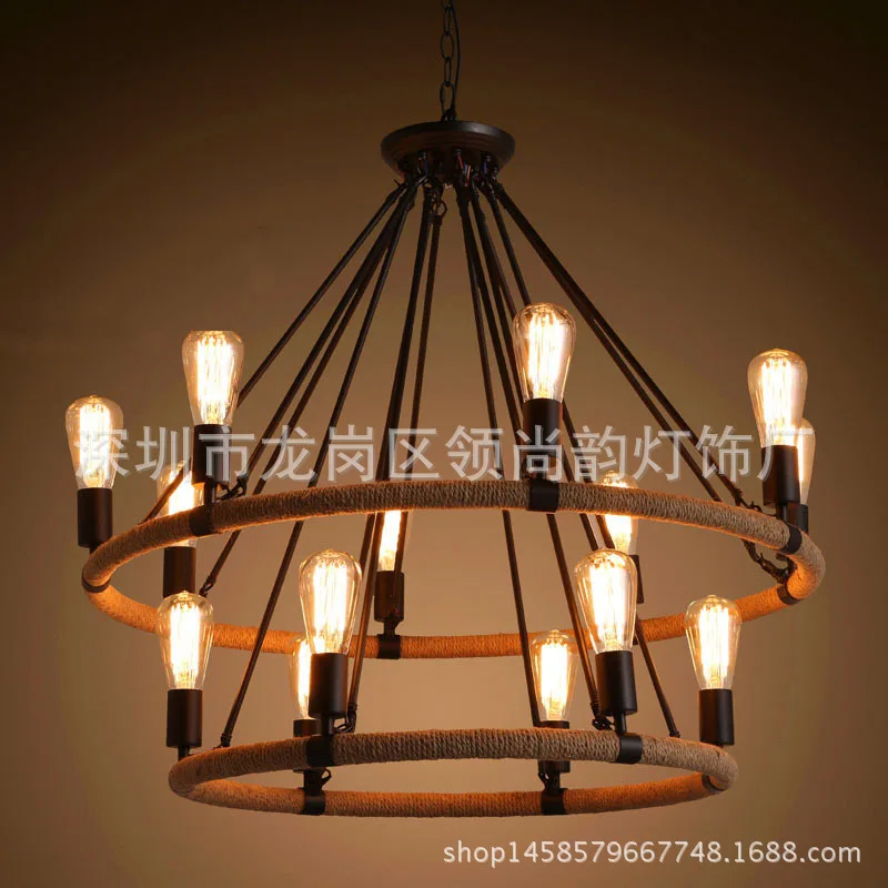 Американская железная ретро-люстра потолочная лампа в стиле индастриал для
