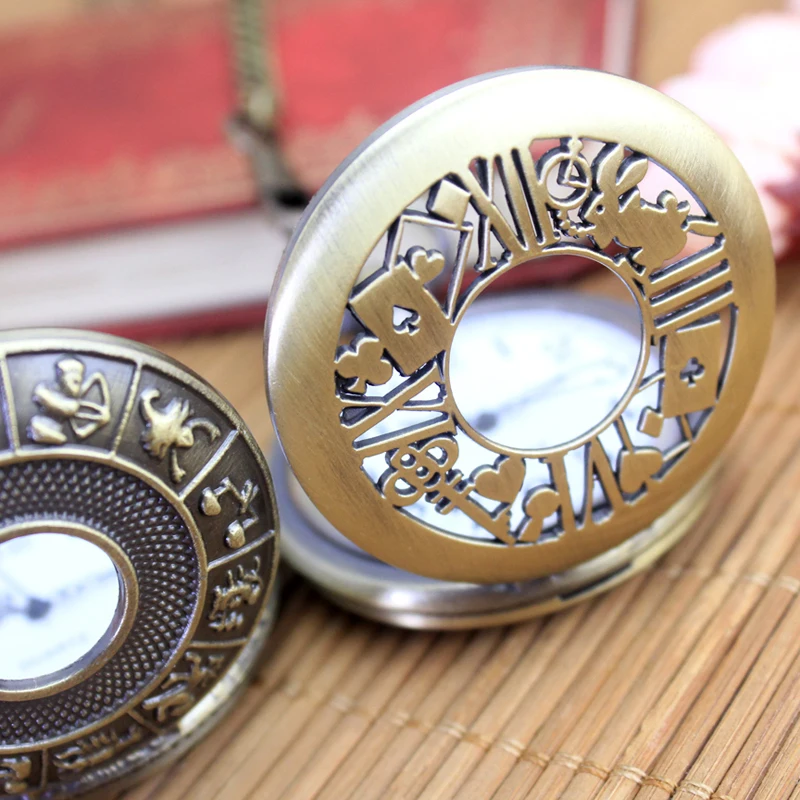 2017 Antique Copper Steampunk Vintage Hollow Bronze Gear Quartz Pocket Watch Necklace Pendant Clock Chain Men's Women | Наручные часы