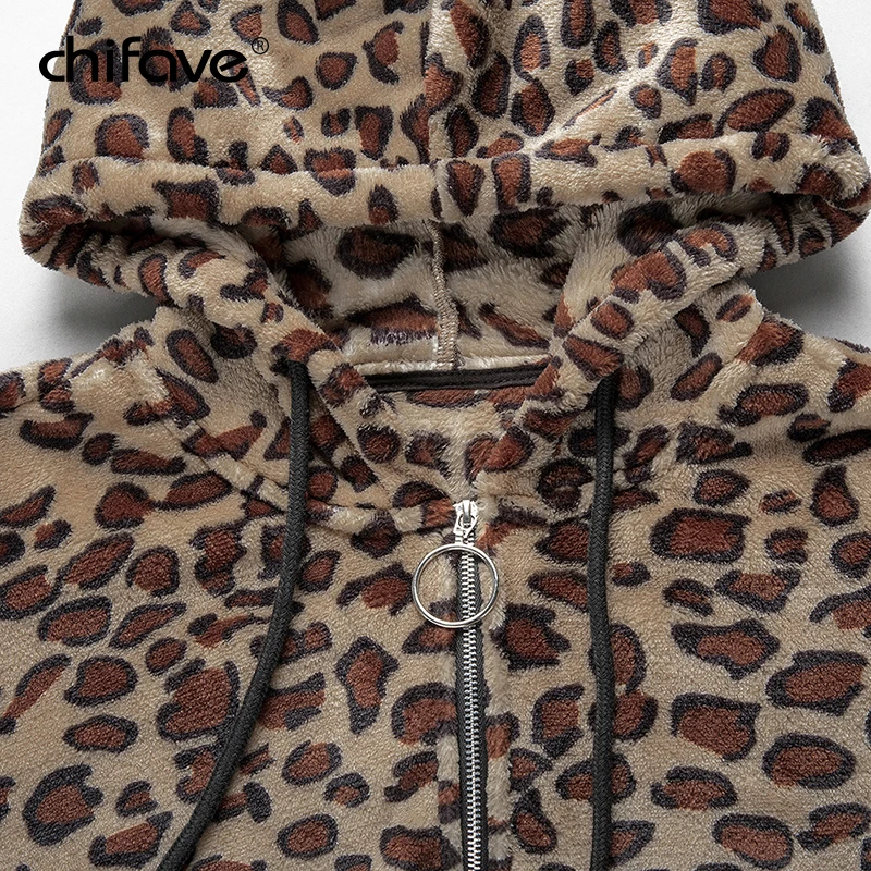 chifave 2018 Fashion Winter Woman's Sweatshirt Leopard Print Hoody Ladies Plus Sizes Casual Flannel Oversize hoodie Sweatshirts | Женская