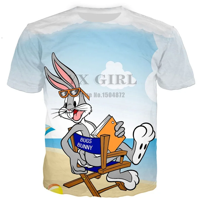 color as picture YX Girl забавная футболка летняя мужская повседневная футболка 3d мультяшный персонаж Багз Банни футболка для мужчин крутая футболка уличная одежда - Цвет: color as picture
