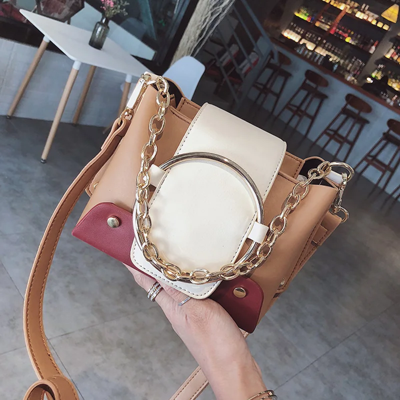 2018 Новый Лоскутная сумка Для женщин Мода цепи Сумочка Женские панелями Лидер