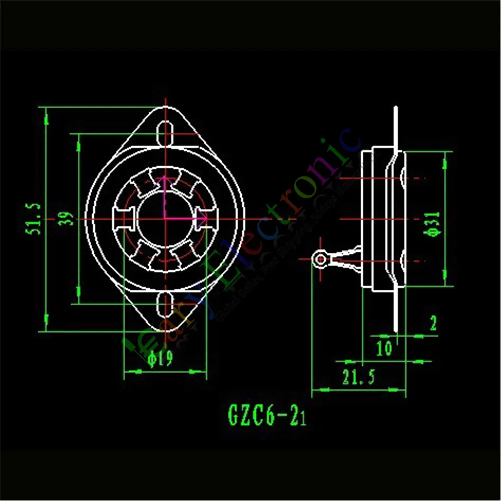 Оптовая и розничная продажа 20 шт. 6-контактный золотистый керамический вакуумный