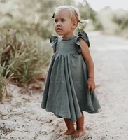 summer baby girls dresses 2020 european america toddler kids girl dress ruffles princess linen dress fashion summer clothing