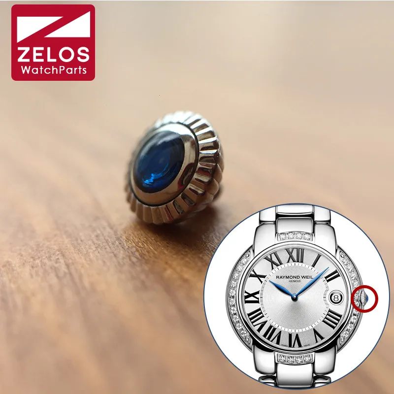 Steel waterproof Sapphire watch crown for raymond weil lady's 35mm watch aftermarket replacement parts