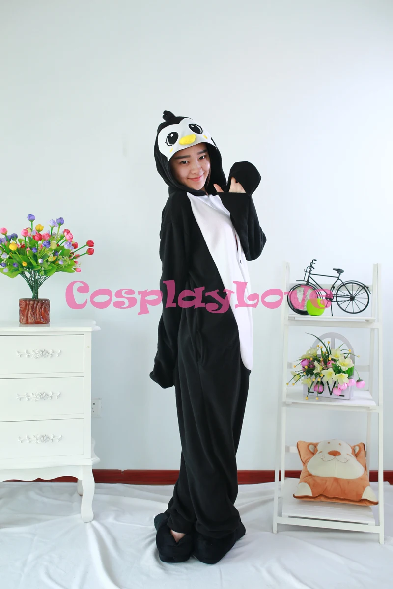Black Penguin Pajamas Animal Cosplay Costume Kid Adult Onesies Cartoon Sleepwear Sleepsuit |