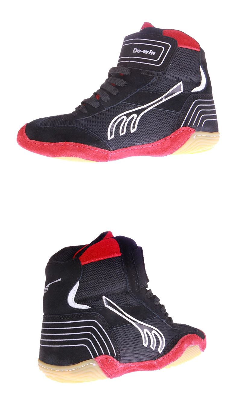 Кожаные мужские ботинки для борьбы боксерские с резиновой подошвой дышащие