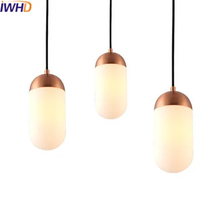 

Железные подвесные светильники IWHD, современные светодиодные подвесные светильники, современные модные стеклянные светильники, осветительные приборы