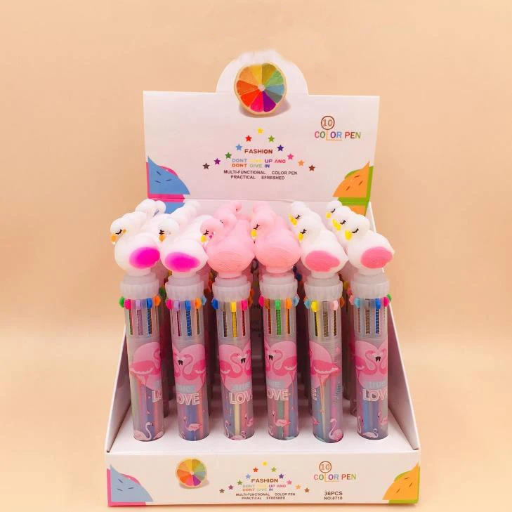 4 шт./компл. мультяшная силиконовая головка Фламинго 10 цвета шариковая ручки для