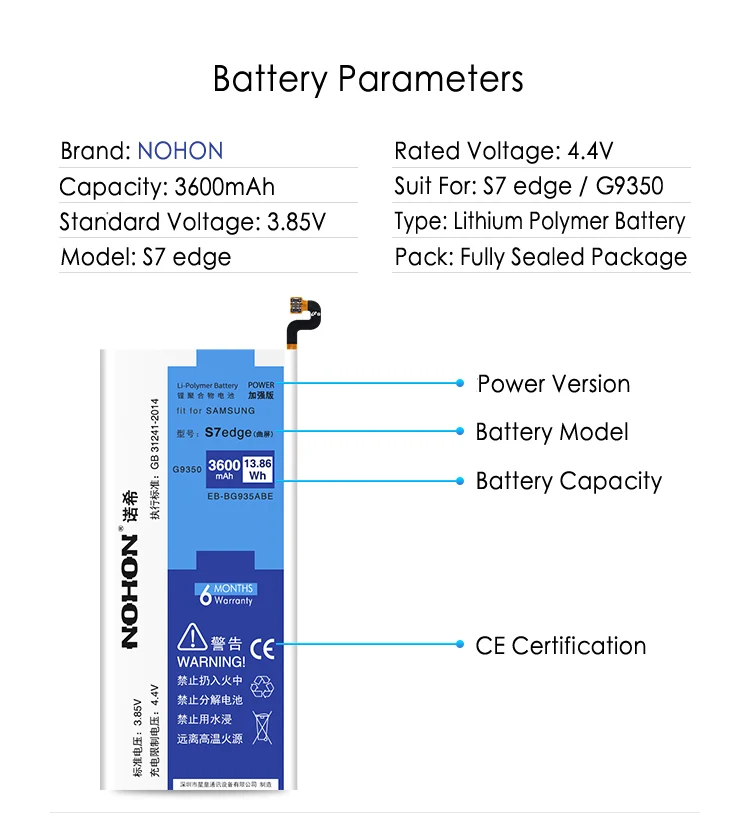 NOHON EB BG935ABE батареи для Samsung Galaxy S7 edge G935 G935F G9350 G935FD 3600 мАч|Аккумуляторы мобильных