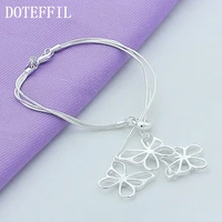 doteffil 925 sterling silver three butterfly snake chain bracelet for woman charm wedding engagement fashion party jewelry