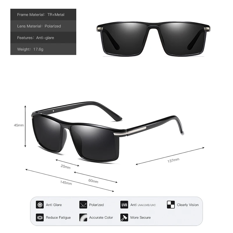 Pro Acme бренд TR90 поляризационные солнцезащитные очки Мужские квадратные Винтажные