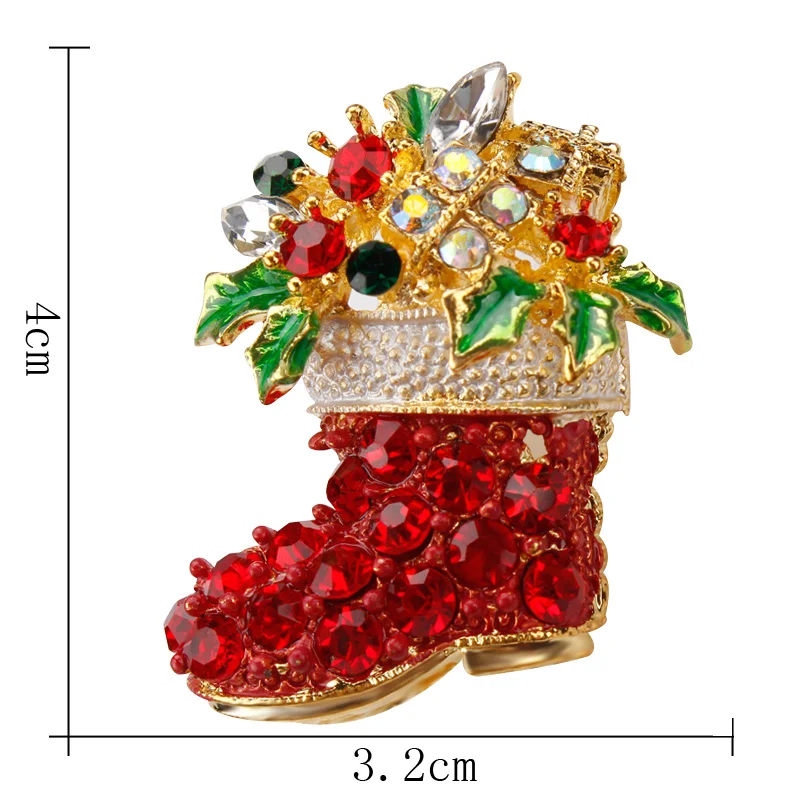 Новогодняя и Рождественская Подарочная брошь в виде сапог чулок Санта Клауса на