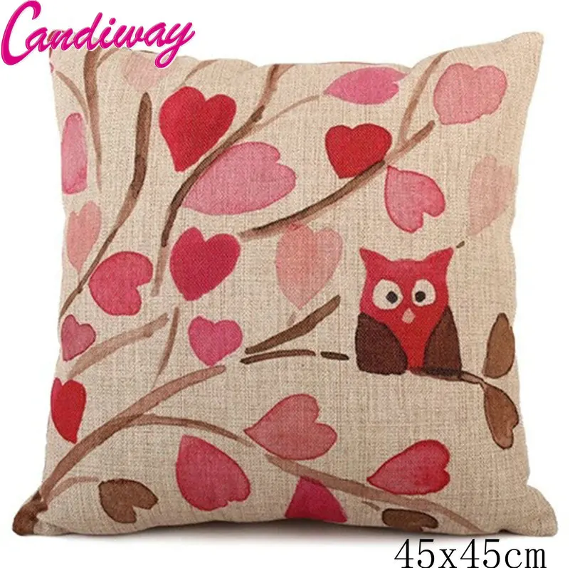 

45x45cm Love the owl decorative linen pillow case restoring ancient ways NB017