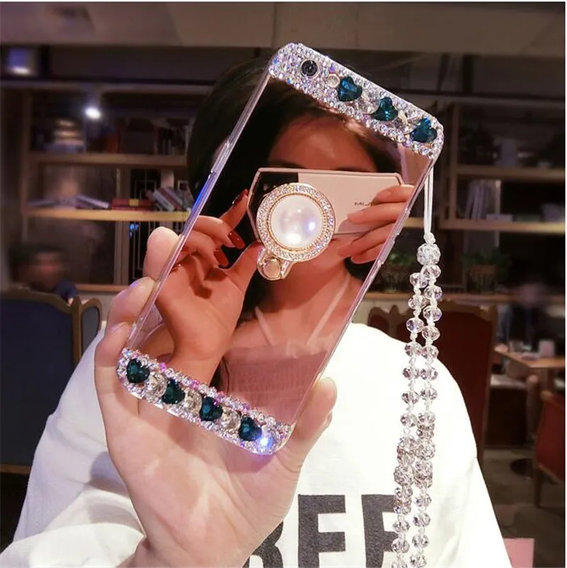 Для Samsung Galaxy S10 Plus S7 edge S8 S9 Note 8 роскошное бриллиантовое мягкое зеркало с