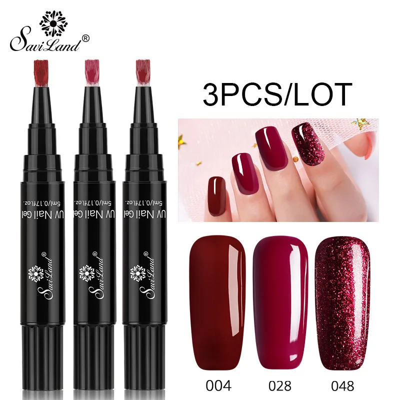 004 n 028 n 048 Saviland 3 шт./лот гель лак для ногтей ручка блеск 3 в 1 один шаг 60 цветов гель для ногтей маникюр гибридный УФ-гель лак для нейл-арта инструменты - Цвет: 004 n 028 n 048