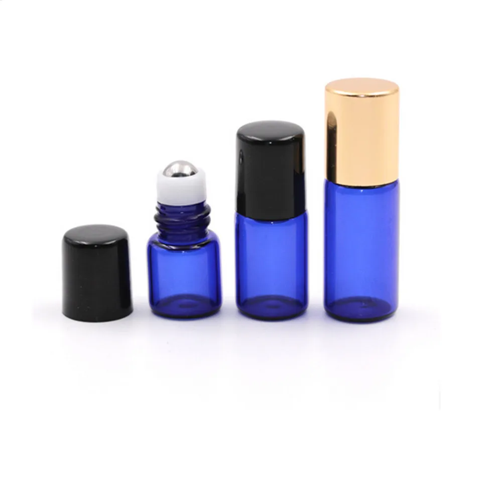 3 мл пустые бутылки с роликом для эфирного масла голубые стеклянные многоразовые