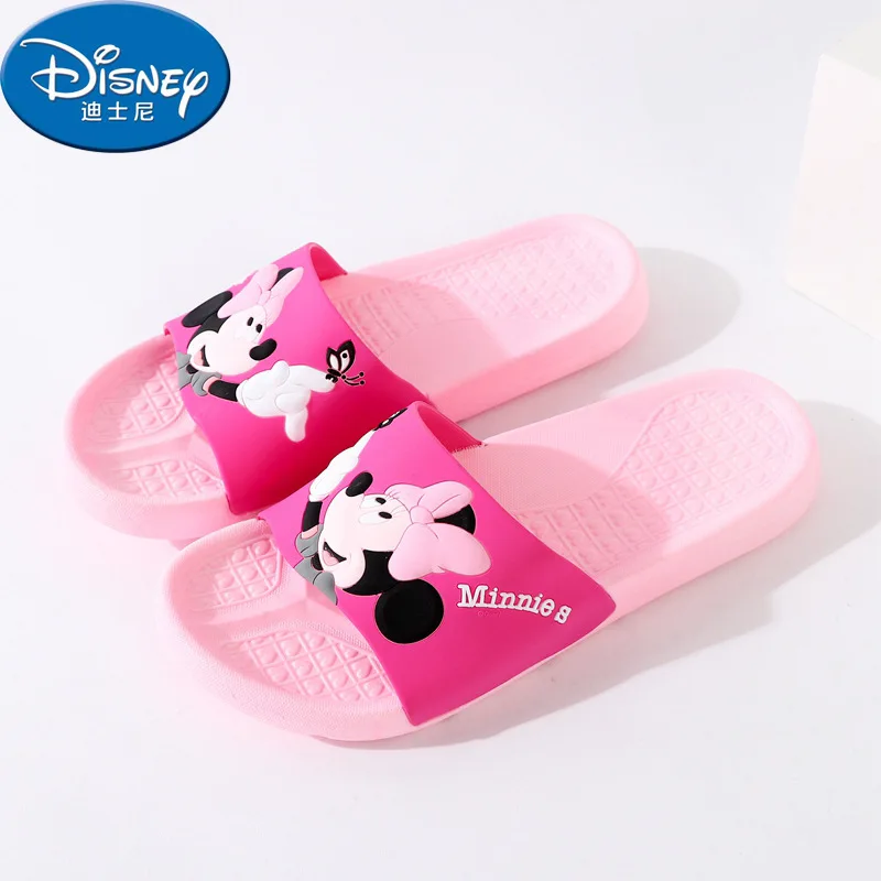 rose red Disney/тапочки для мамы и дочки; летние домашние Нескользящие тапочки для девочек; обувь с отверстиями для дома; европейские размеры 24-39 - Цвет: rose red