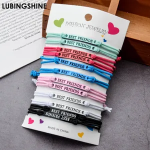 Модный Эластичный Плетеный веревочный браслет Best Friends, регулируемые браслеты ручной работы для женщин и девочек, ювелирные изделия дружбы 12 шт.компл.