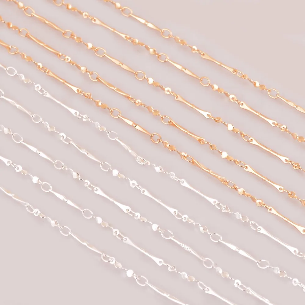 Медная тонкая цепочка для ожерелья с серебряным и золотым покрытием из латуни ручной работы для изготовления ювелирных изделий.