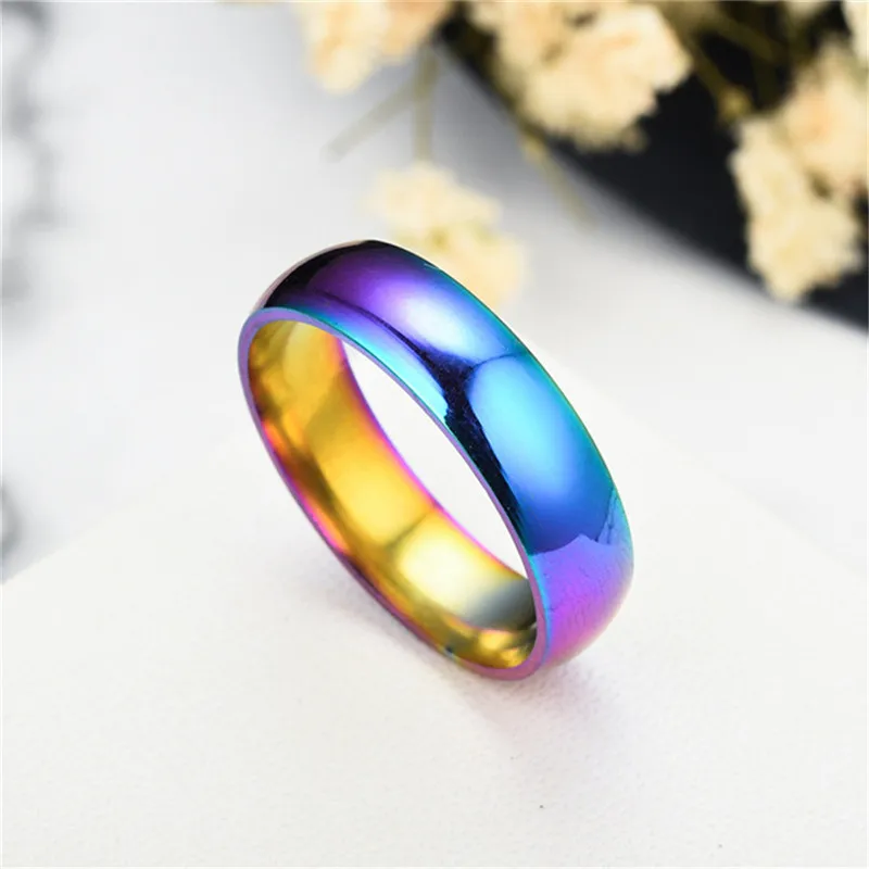 Мужчина и женщина Радуга Кольцо Титан Сталь|titanium steel|rainbow ringring titanium |