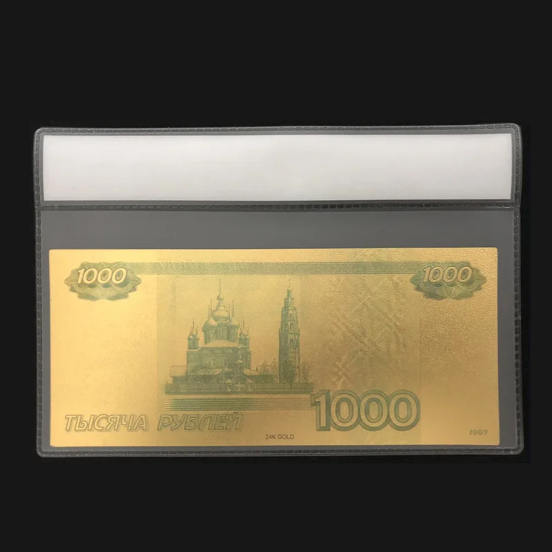 Новые товары для Российская банкнота 1000 золотые банкноты с пластиковой рамкой