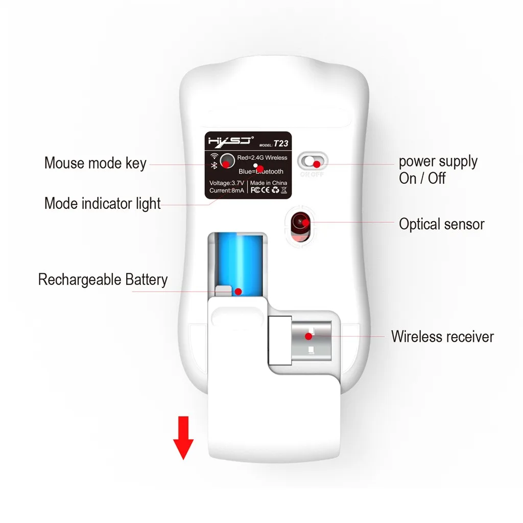 Bluetooth 4 0 ультра тонкая мышь для зарядки Портативная оптическая беспроводная