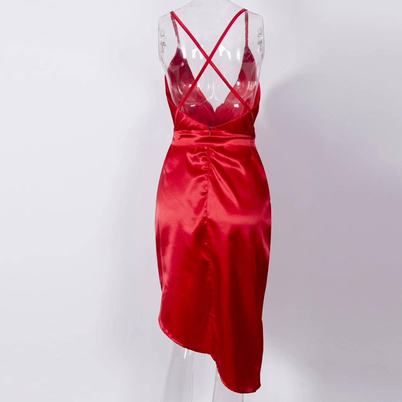 Сексуальное женское платье с глубоким V образным вырезом необычное вязаное