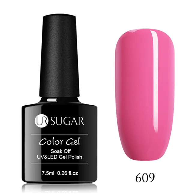 609 Ur Sugar 7,5 мл Гель-лак розовый красный цвет дизайн ногтей маникюр Гибридный верниш Полупостоянный УФ-гель Краска Лак для ногтей - Цвет: 609
