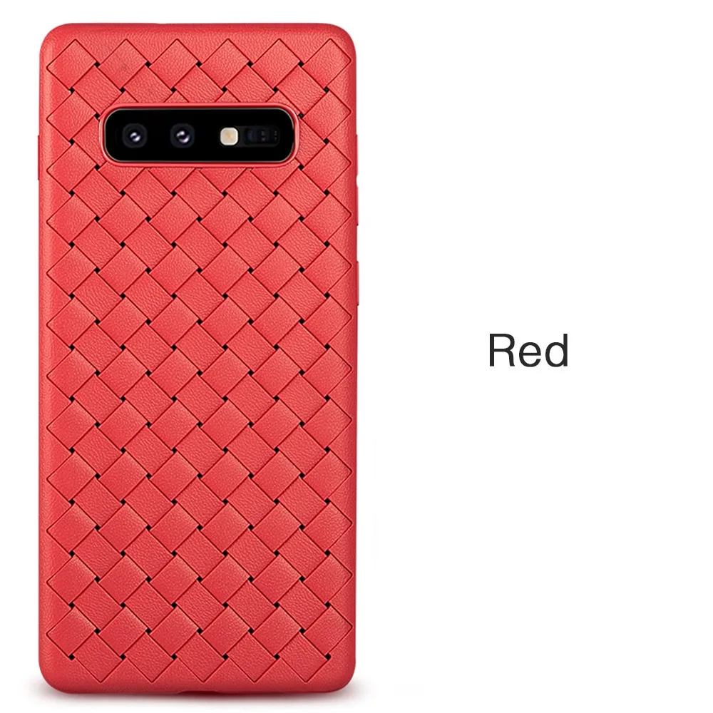 Red Ультратонкий сетчатый чехол для телефона OTAO для samsung Galaxy S9 S10 Plus S10 Lite Note 9, мягкий чехол s, кожаный чехол с тканым узором - Цвет: Red