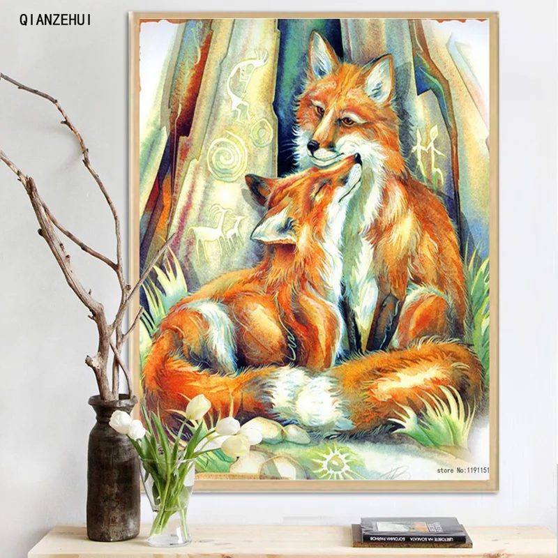 Стразы DIY пластиковые поделки алмазная лиса животные серия квадратная Алмазная