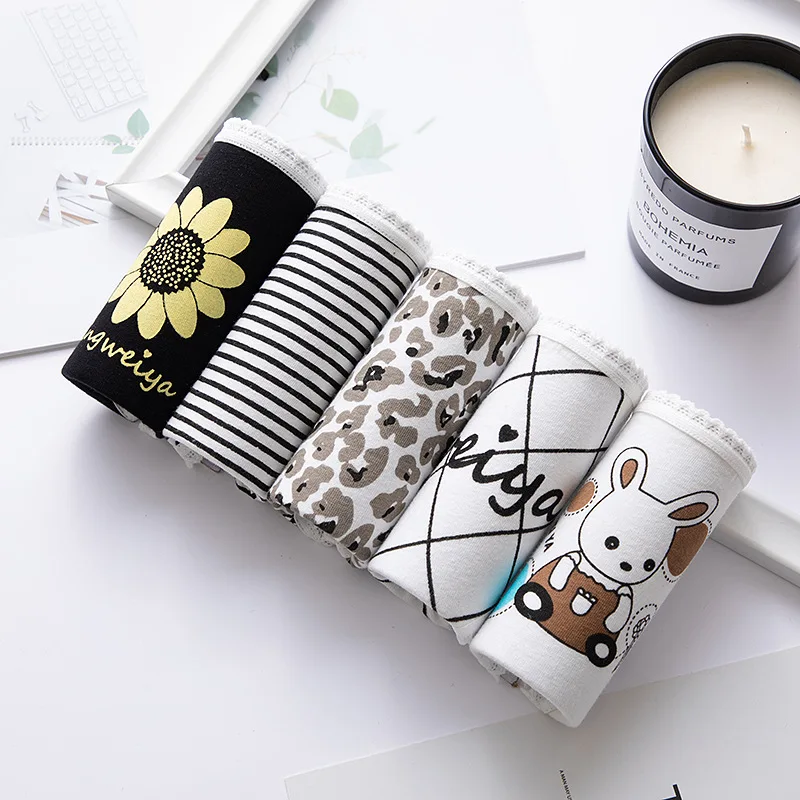 2 шт./лот хлопковые трусики женское хлопковое нижнее белье с рисунком женские