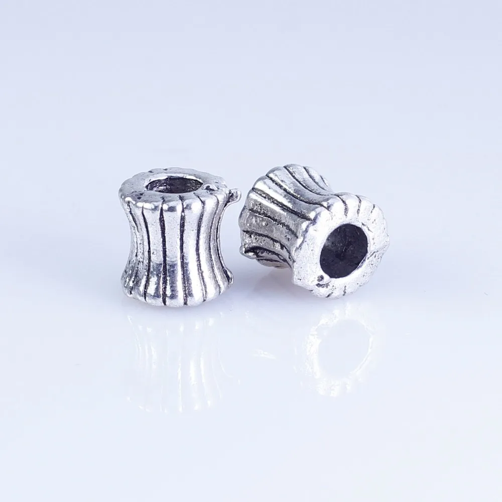 

Оптовая продажа, 40 шт Посеребренные Круглые бусины с большим отверстием, европейский стиль, отверстие для браслета 4,5 мм