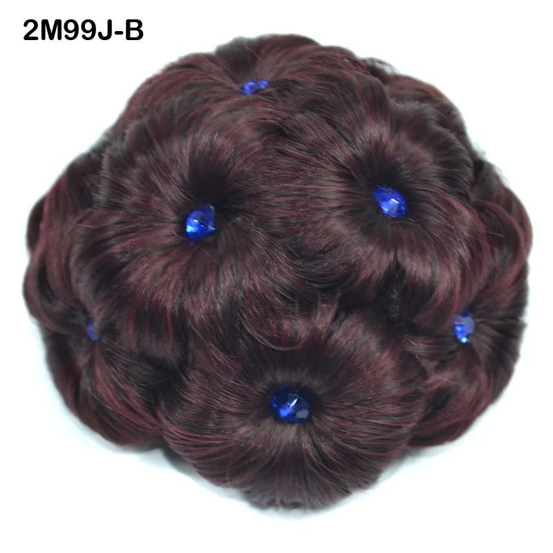 Jeedou синтетический шиньон с алмазной клипсой на накладной пучок для волос Updos 75 г круглые цветы пончик Черный Brwon цвет женские волосы